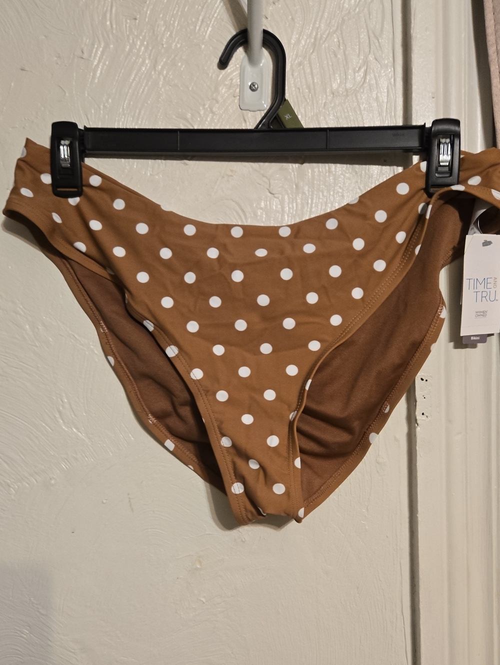 Time and Tru Brown and White Polka Dot Bikini Bottoms